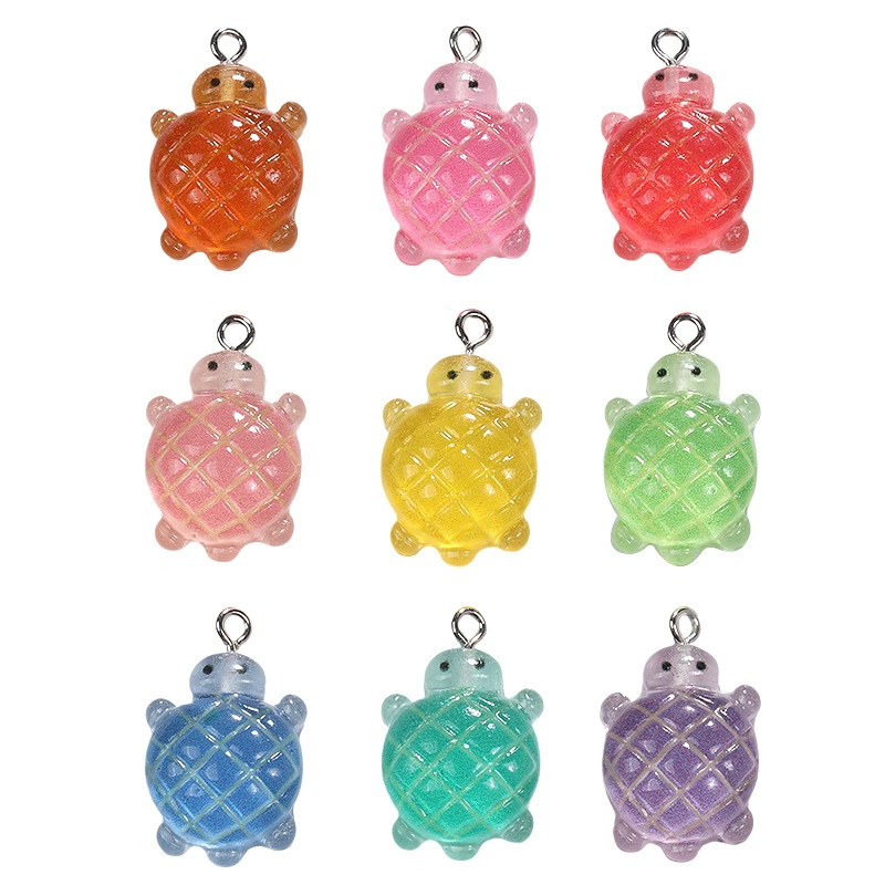 Оптовая продажа милых искусственных акриловых разноцветных подвесок в виде черепахи для DIY-ожерелья A800841