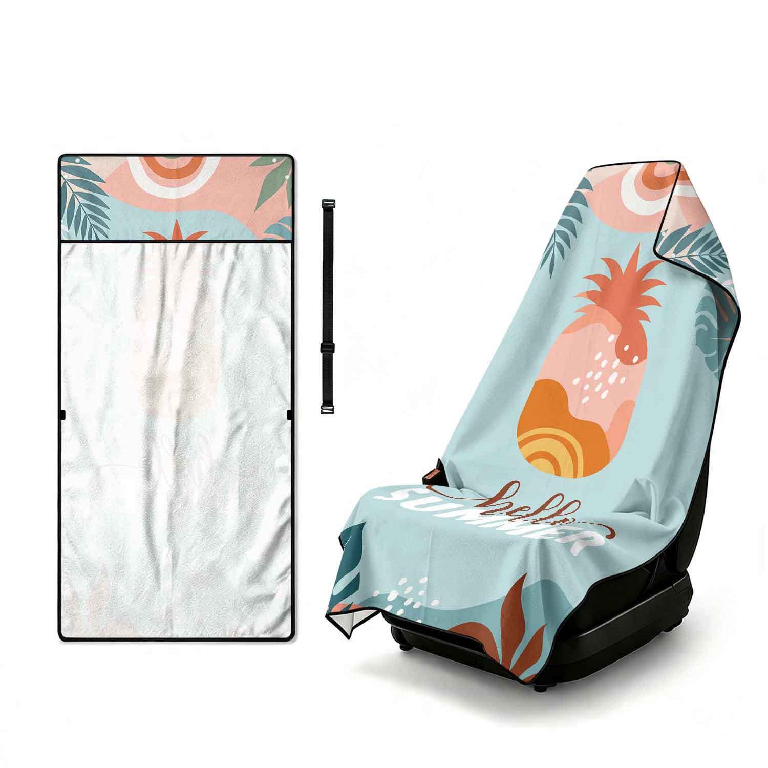 Summer bath towel and car seat cover 2-in-1, ultra-fine fiber outdoor beach and car dual-use universal seat cushion