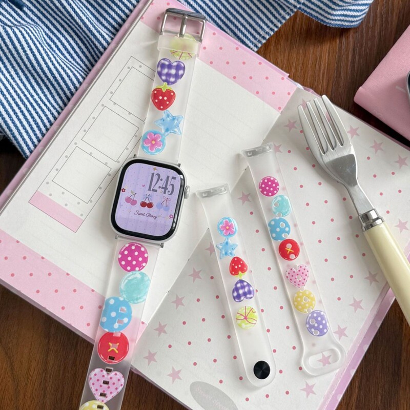 Button-style matte TPU watch band, compatible with Apple Watch Series 12, 11, and 10, as well as Apple and Xiaomi watches
