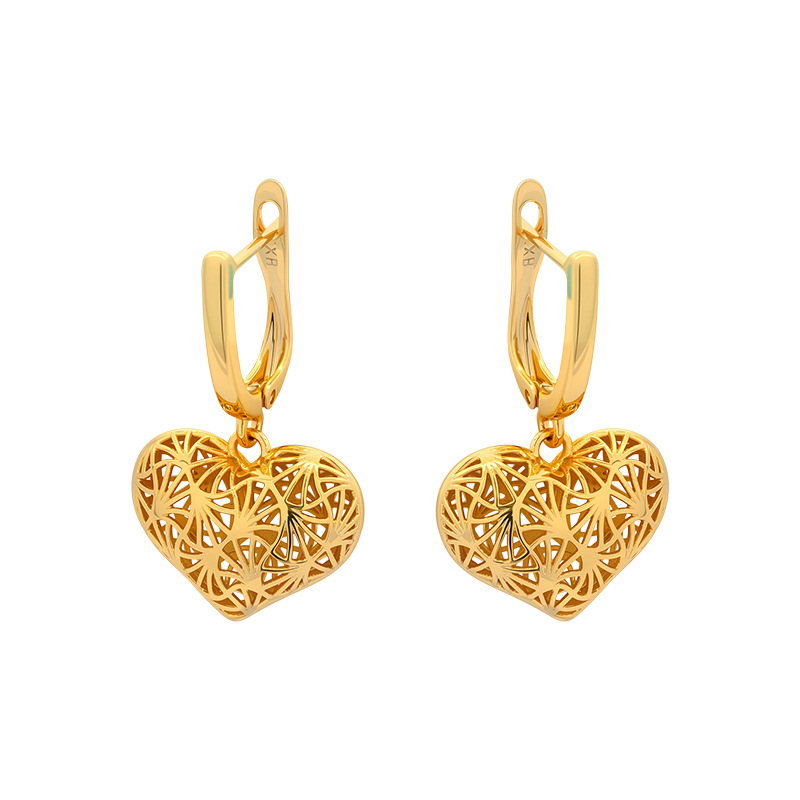 Xuping estilo simple aleación de cobre chapado 24k hueco amor perno hueco lujo personalidad auriculares al por mayor mujeres