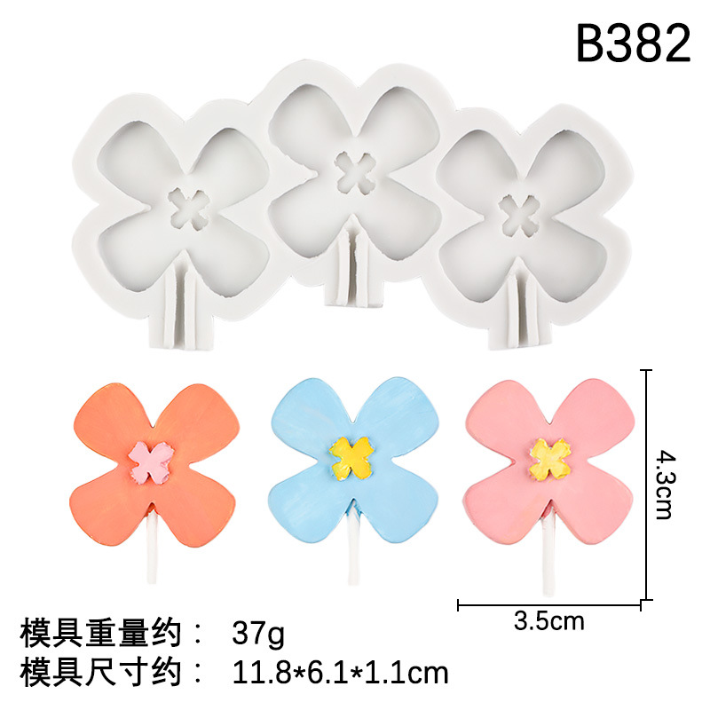 Nueva flor girasol trébol de cuatro hojas molde de silicona molde de hoja de yeso de aromaterapia de marca de decoración de pastel de chocolate