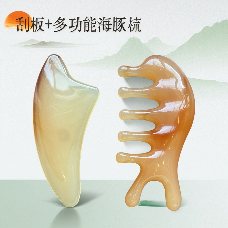 Gua Sha Facial Massage Tool Set Resin Guasha Board Meridian Comb for Face Scalp Body Care key features