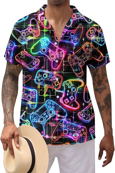 Divertido animal lindo 3D impresión digital hombre calle suelta salvaje manga corta solapa botón camisa hawaiana
