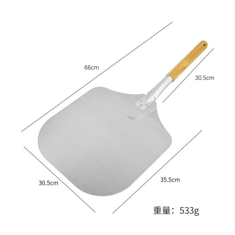 12inch 非アルミ折りたたみピザ取り外し可能なオークハンドルケーキ転写シャベルピザラウンドベーキングシャベル|undefined