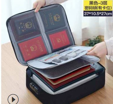 Document organizer bag, oxford cloth, multi‑layer or lockable, card & passport holder