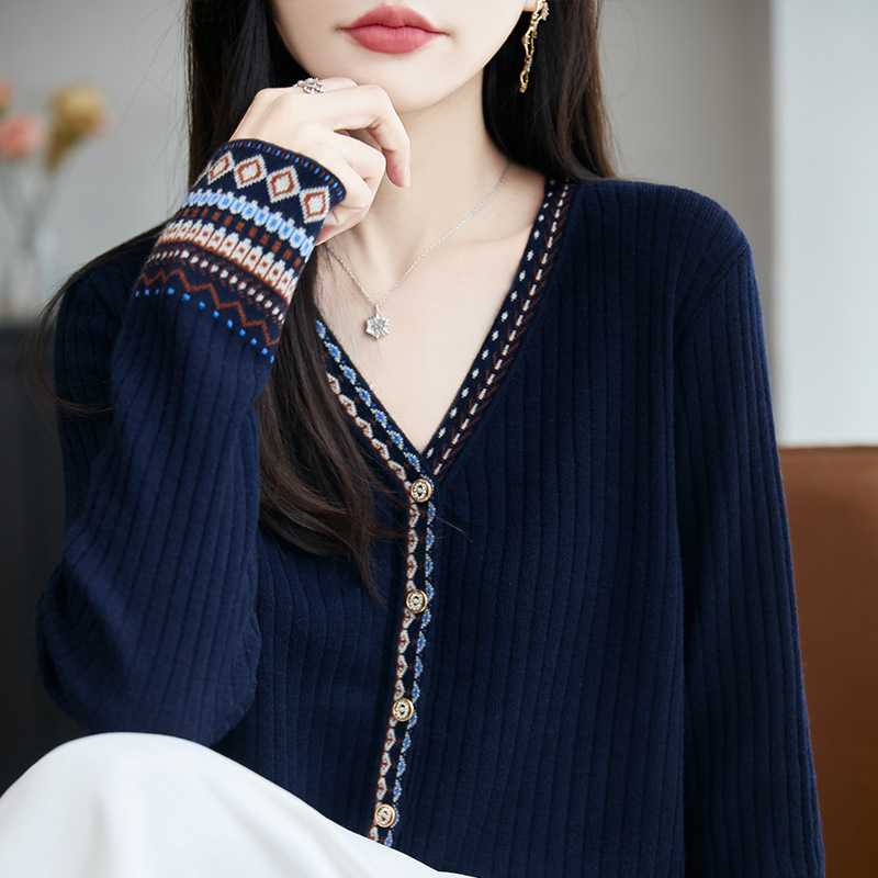 复古民族风提花针织开衫女短外套毛衣2025新款外搭女装小衫上衣秋|undefined