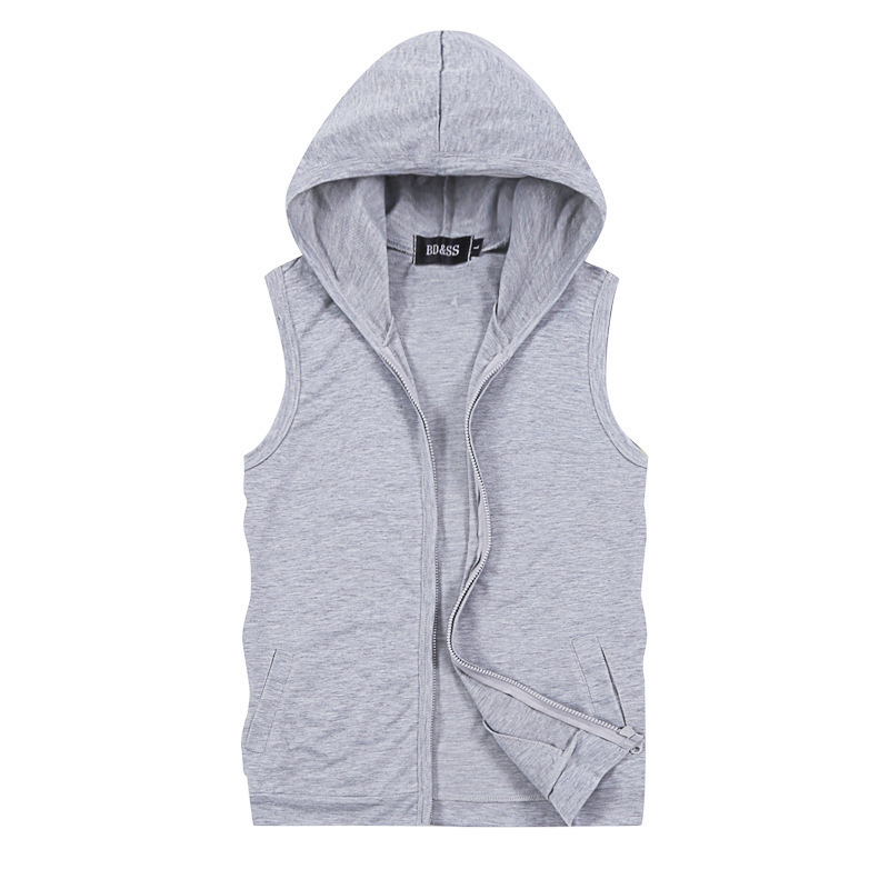 Factory Wholesale Foreign Trade Fashion Cardigan Solid Color Sweatshirt Jacket Sleeveless Hooded Sweatshirt Vest Men's Versatile Jacket Factory Wholesale Foreign Trade Fashion Cardigan Solid Color Sweatshirt Jacket Sleeveless Hooded Sweatshirt Vest Men's Versatile Jacket