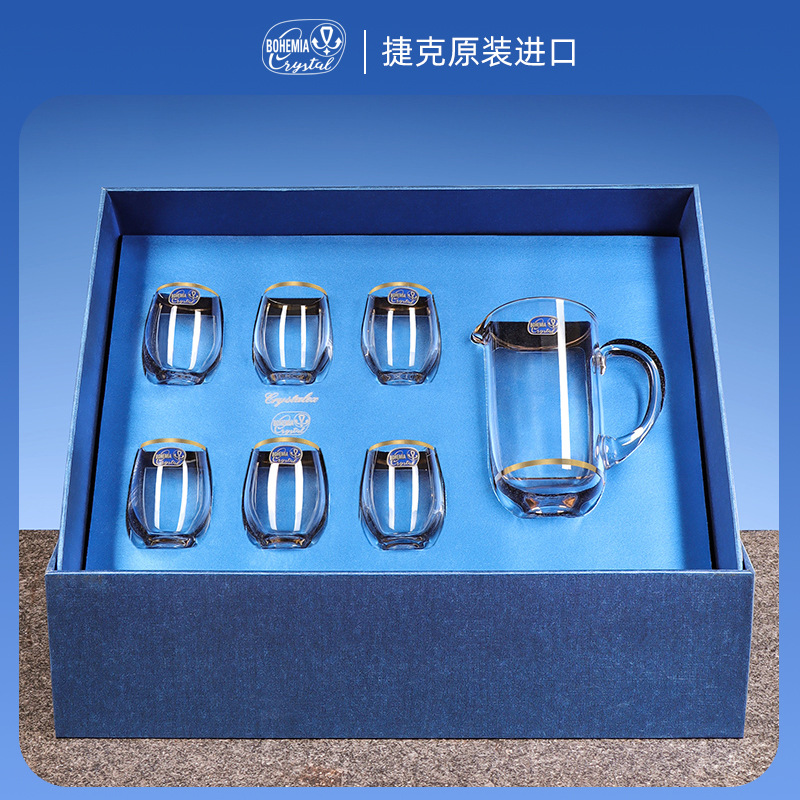 Juego de Copas de Vino Blanco de Cristal Importado de República Checa, Dispensador de Vino y Copas Pequeñas en Caja de Regalo, Personalización de Alta Gama image 10