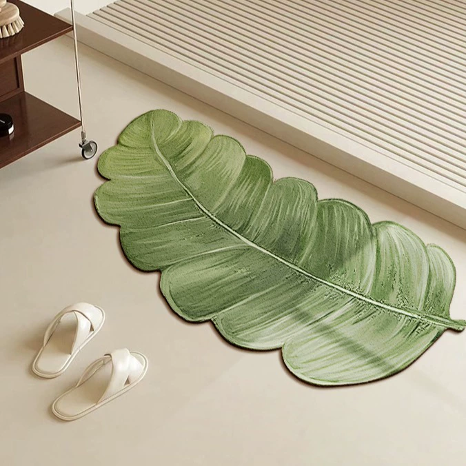 Граница кросс-бордер INS Wind Green Plant Bathroom Putcuting Bathroom Water -absorbing Floor Disterpilled Door Cushion Diaskin Mud carpet