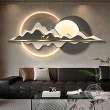 现代简约客厅装饰画背有靠山高级感沙发背景墙挂画轻奢高档壁饰灯