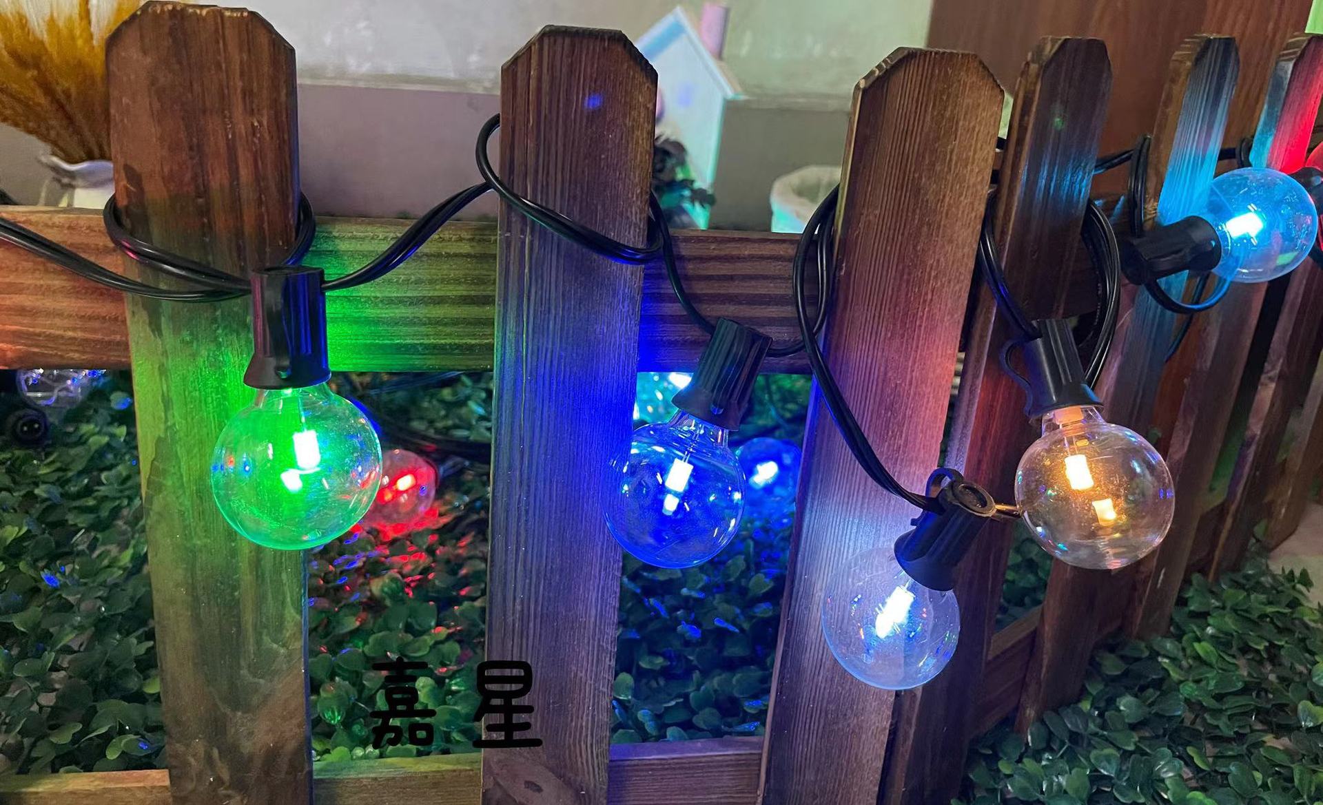 跨境G40幻彩灯串户外庭院花园装饰圣诞灯串功能遥控WIFI涂鸦30灯