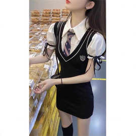 2025夏季连衣裙子女学院风韩版ins甜辣妹气质短裙包臀裙JK制服女