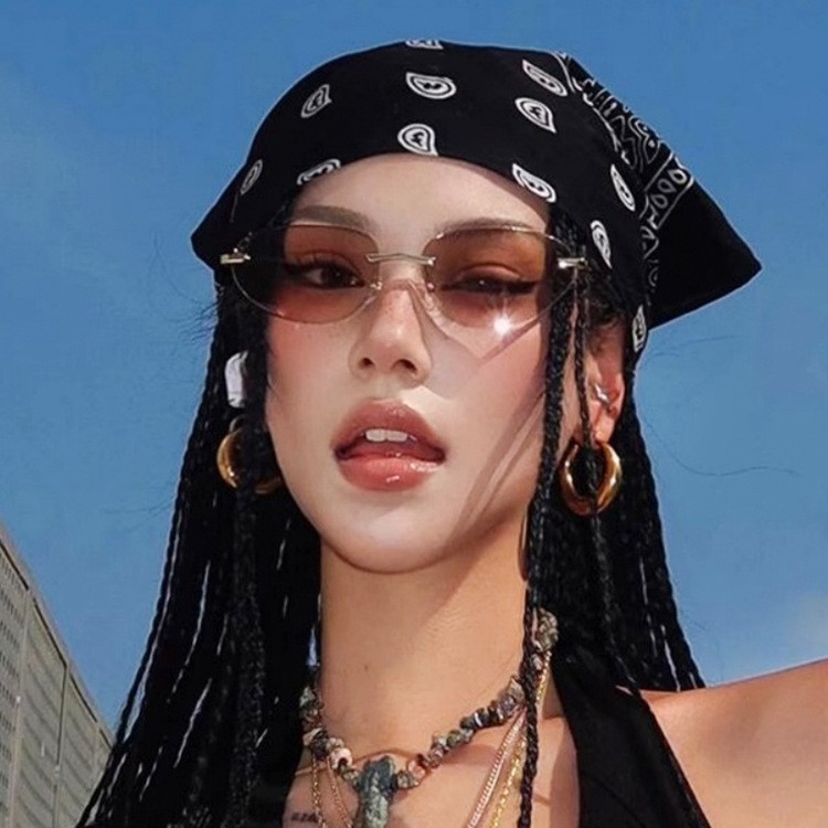 韓国綿とリネンのスタープリントスカーフ女性の夏 y2k ミレニアムホットガールトレンディな多機能スクエアスカーフシルクスカーフヘッドバンド|undefined