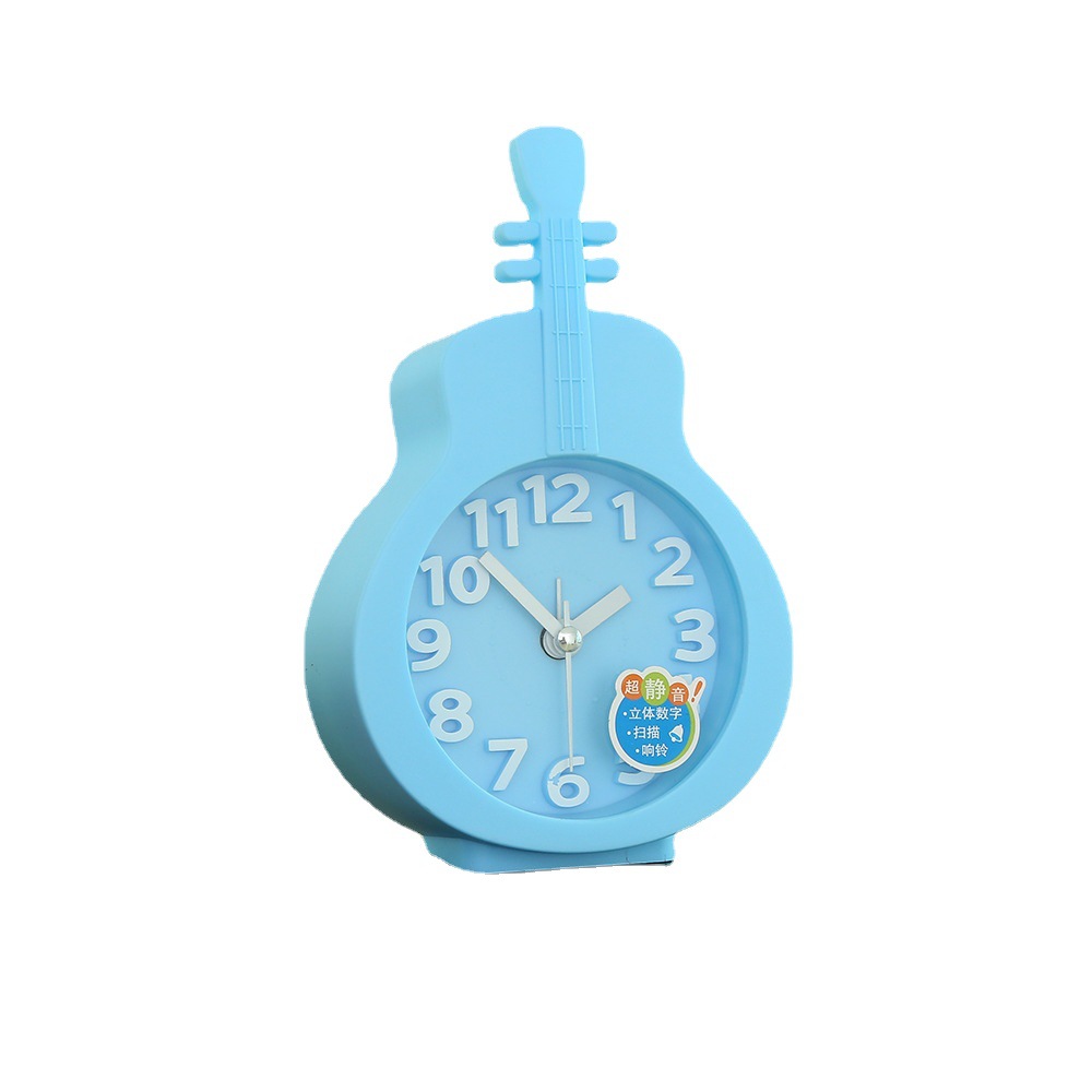 Directo de fábrica estudiante violín creativo color caramelo cuarzo pequeño reloj de alarma mudo caminar tiempo electrónico niños reloj al por mayor
