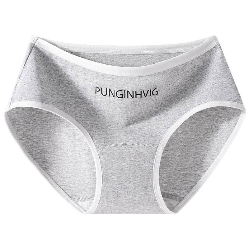Algodón puro, entrepierna de grafeno alargada, ropa interior de color de contraste de viento deportivo para niñas 10A entrepierna antibacteriana, ropa interior de cintura media para mujer