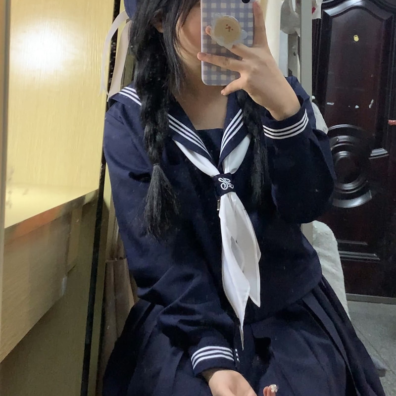 Cyan Three Genuine JK Uniform Basic Navy Academy Style School for Middle Sailor Suit Autumn and Winter