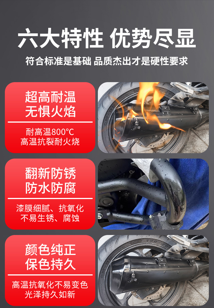 High Temperature Resistant Self-Painting Motorcycle Exhaust Pipe Exhaust Cylinder 800 Degree Car Caliper Black Anti-Rust Paint 2000