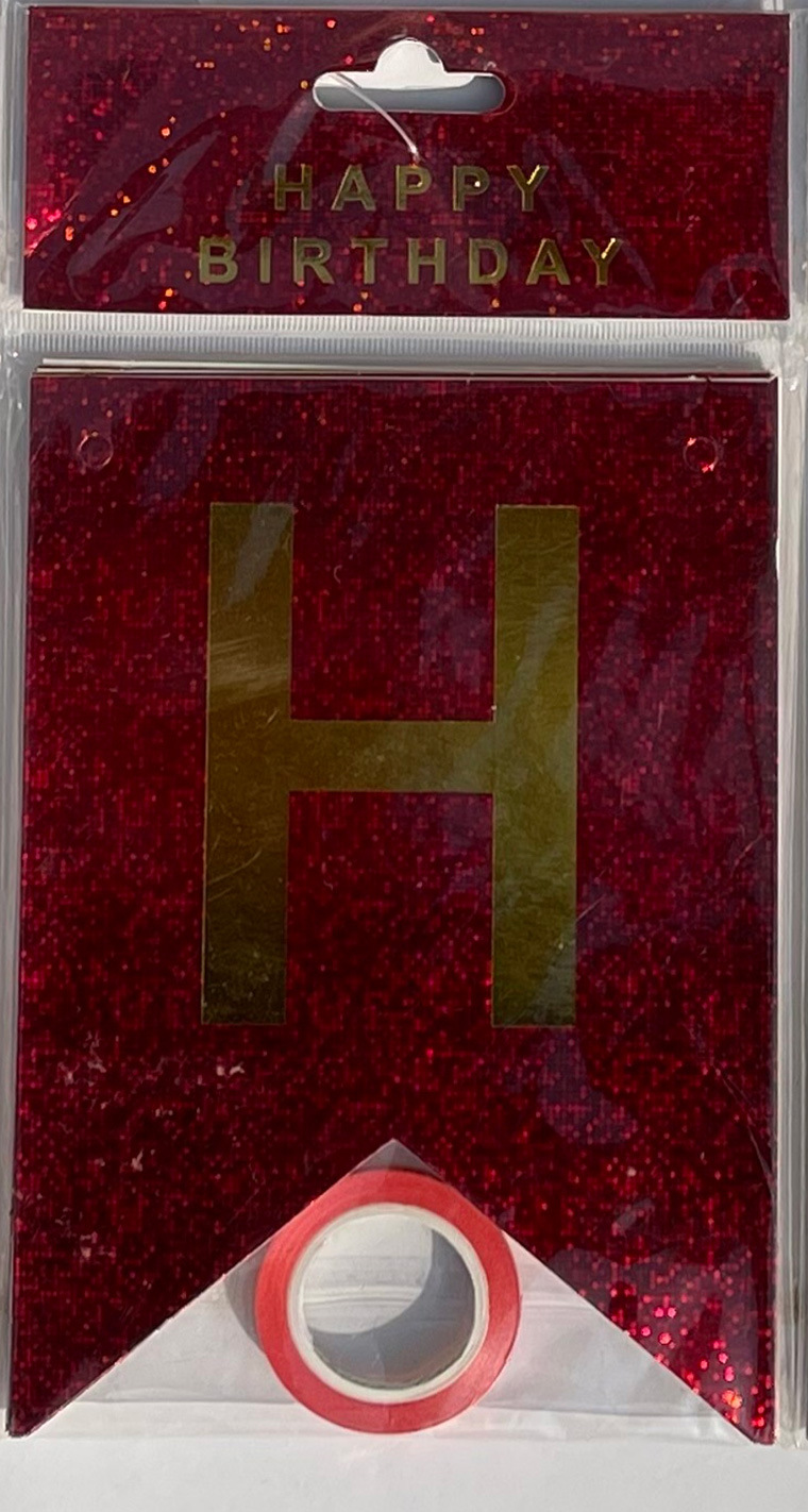 HAPPY BIRTHDAY fiesta de cumpleaños en inglés diseño diagonal de bandera de cola de mermaid letras banderas de color