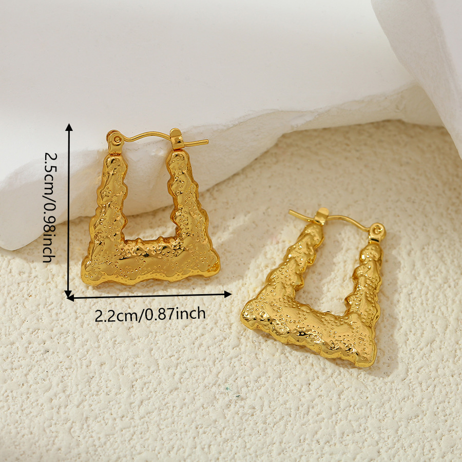 Nuevos aretes de acero inoxidable trapezoidal retrógrado estilo francés personalidad de alto nivel chapado 18k orejas de oro perilla de orejas redondas para mujeres