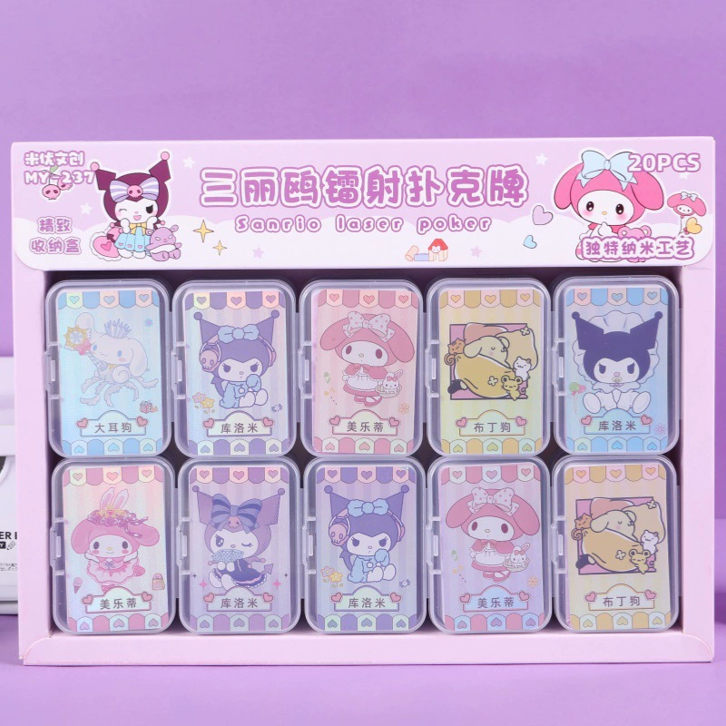 Креативные милые мини-игровые карты Sanrio для учащихся начальной школы, компактная коробка для хранения с героями мультфильмов, настольная игра в покер