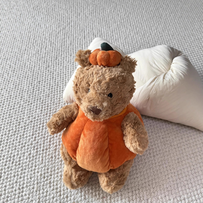 Barcelona Pumpkin Bear Plush Toy Teddy Bear Doll Heartwarming Sleeping Companion New Year Gift for Women