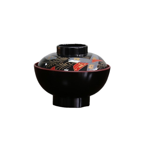 Japanese black and red two-color soup bowl suction bowl restaurant one-person portion flavor steaming bowl small flower bowl canteen rice bowl diameter 12CM