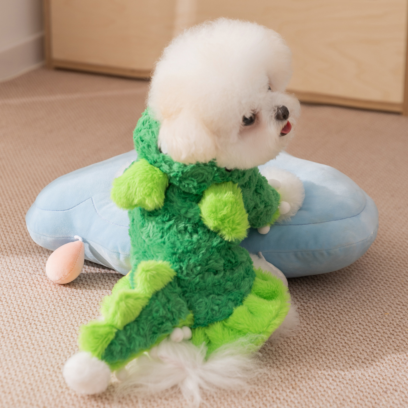 Otoño y invierno nuevo dinosaurio de pelo de conejo se transforma en ropa de terciopelo para mascotas perros gatos Halloween extraña ropa de mascotas de dos pies