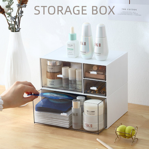 Cosmetic storage box desktop drawer-type transparent multi-layer storage box dust-proof and moisture-proof lipstick and skin care product storage rack