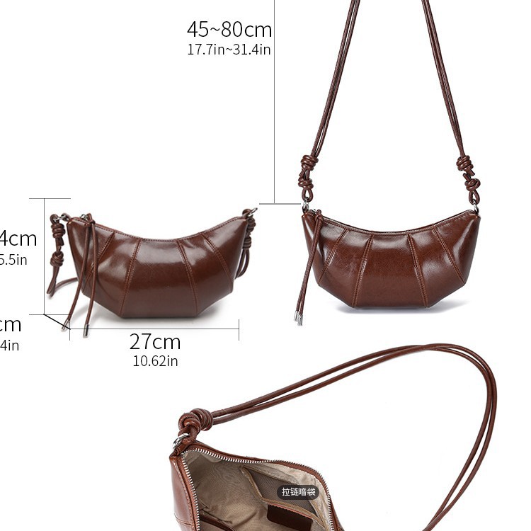 Genuine Leather Fashion Crossbody Bag Spring Versatile 2026 New Shoulder Underarm Bag Dumpling Bag Luxury Hobo Bag For Women - Thumbnail 4