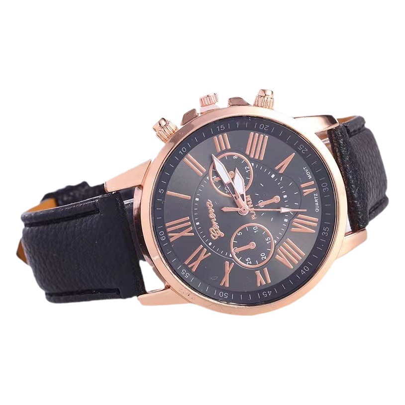 Popular Foreign Trade Fashion Three-Eye Watch with Leather Strap for Women, Geneva Quartz Watch, Simple and Available in Multiple Colors