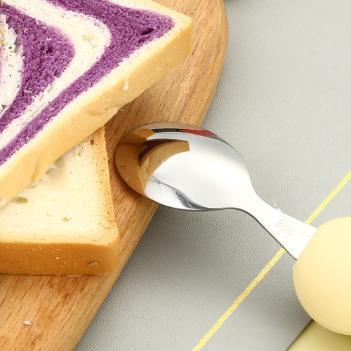 304 stainless steel spoon and fork cartoon cute baby learning to eat yogurt spoon baby going out portable children's tableware