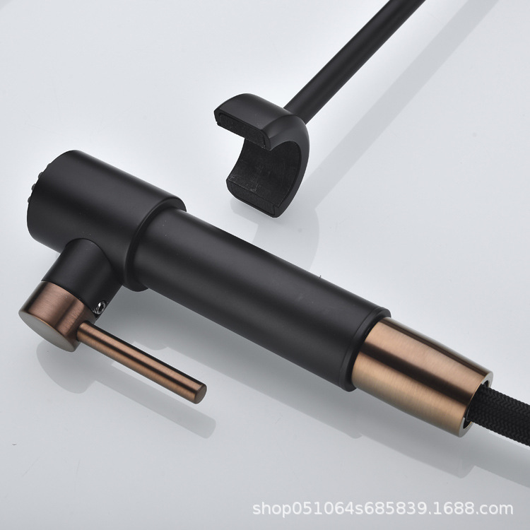 The contemporary all-copper cold and hot single handle island kitchen from Germany features a magnetic sink for washing vegetables, a pull-out flower shower, and a rotatable faucet undefined