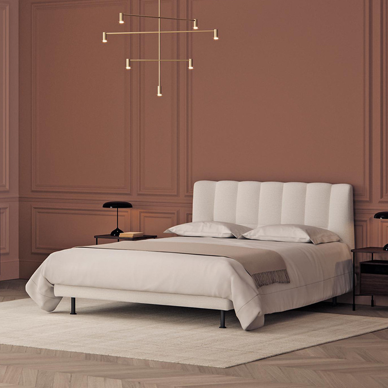 布艺床简约现代风户型1.8米双人意式ins奶油风设计师主极简卧婚床