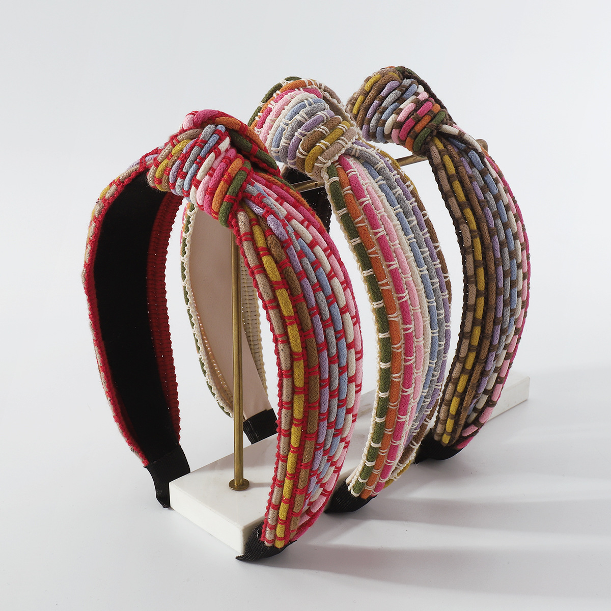 Fashion Casual Style White Red Knotted Woven Cloth Hair Band display picture 1