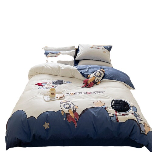 Astronaut 100 count Australian cotton four-piece set of children's boys' quilt cover sheets pure cotton three-piece bedding set