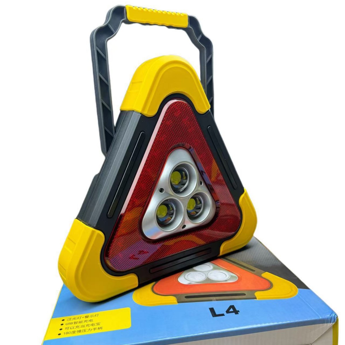 Luz de Advertencia Triangular Type-C de ABS con LED Solar y Reflectante para Emergencia Automotriz