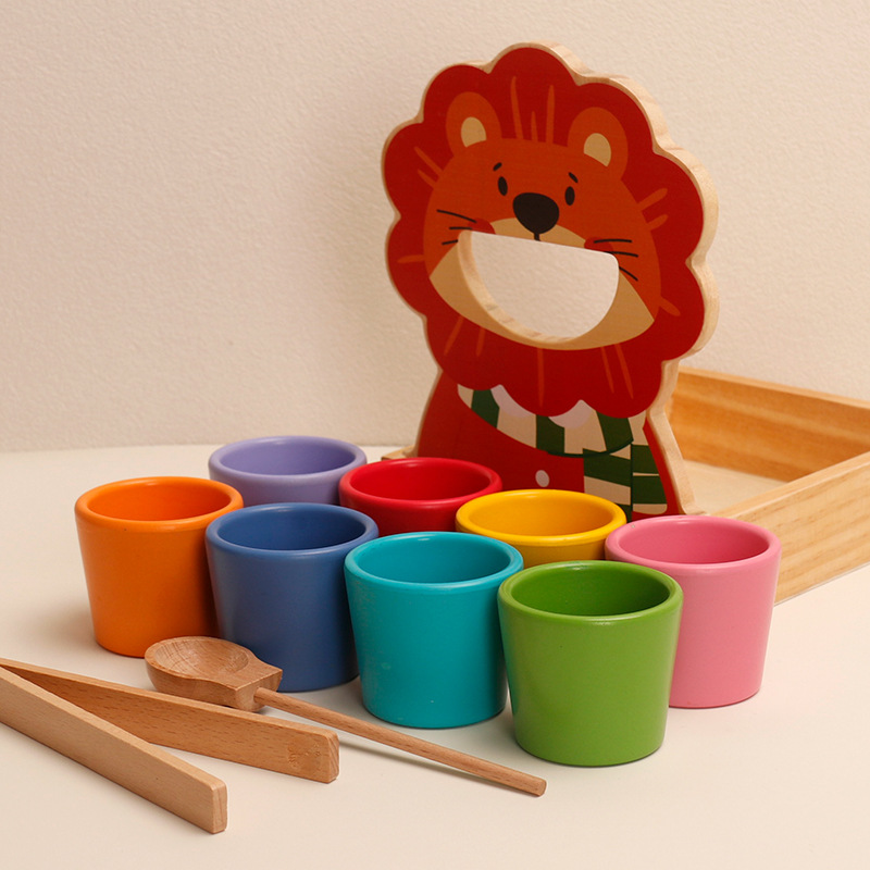 Mont 's Early Childhood Juguetes de rompecabezas Cognitivo de color emparejamiento Clasificación de ayudas didácticas para bebés Reconocimiento de entrenamiento perlas arco iris
