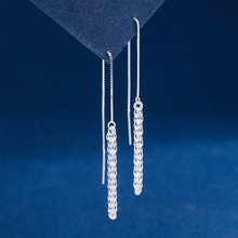 足银S990麦穗凤尾羽毛长款耳线网红流苏韩版时尚清新小众耳饰耳环