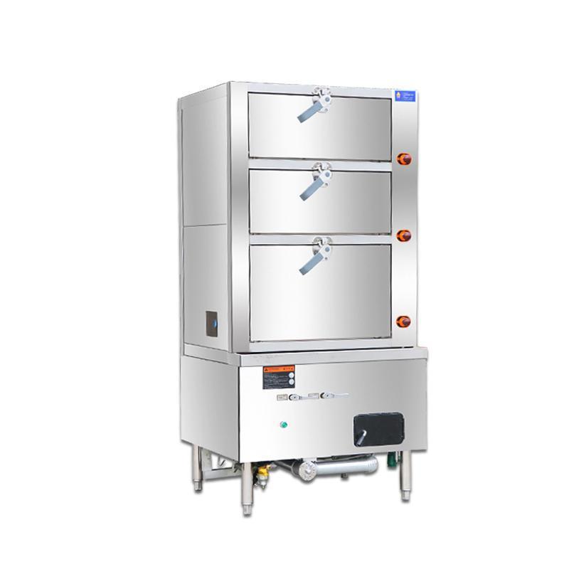 Cabinet de vapor de mariscos, hotel comercial, cabinet de vapor de mariscos de acero inoxidable de calefacción eléctrica automática, cabinet de vapor de mariscos de gas de tres puertas