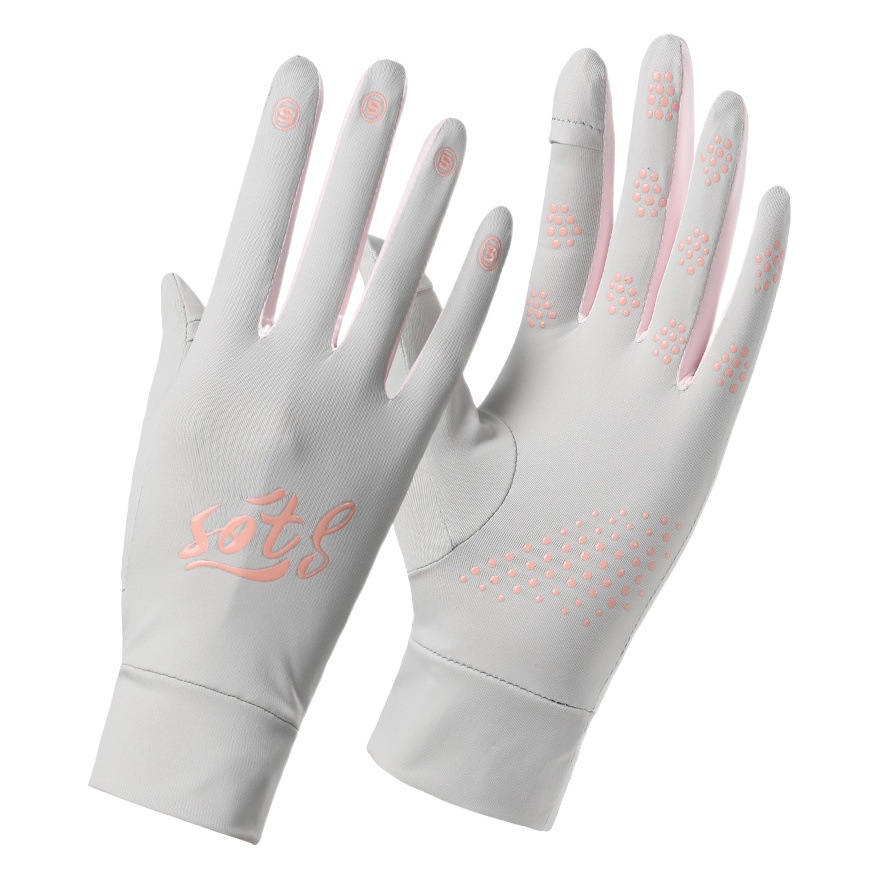 Guantes de protección de Sol de seda de hielo de seda de protección UV de las mujeres de verano delgada transpirable coche eléctrico conducción sol guantes de protección