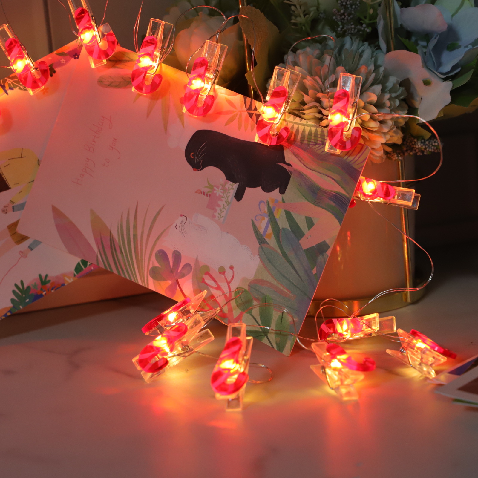 Lámpara de alambre de Navidad campana muletas muñeco de nieve calcetines luces decorativas Santa Claus dormitorio sala de estar cuerda de lámpara de alambre de cobre transfronteriza