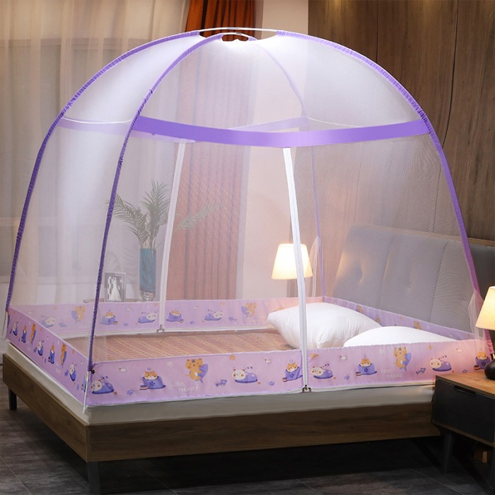 Instalación gratuita de mosquiteros de yurta, mosquiteros domésticos de doble puerta para niños, mosquiteros plegables dobles, fábrica de dormitorios al por mayor