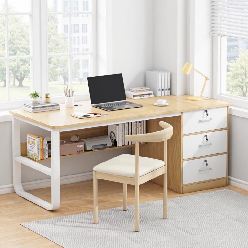 Simple Computer Desk with Drawers for Bedroom, Home Use, Student Writing Desk, Rental House Office Study Practical Desk and Chair Furniture Simple Computer Desk with Drawers for Bedroom, Home Use, Student Writing Desk, Rental House Office Study Practical Desk and Chair Furniture