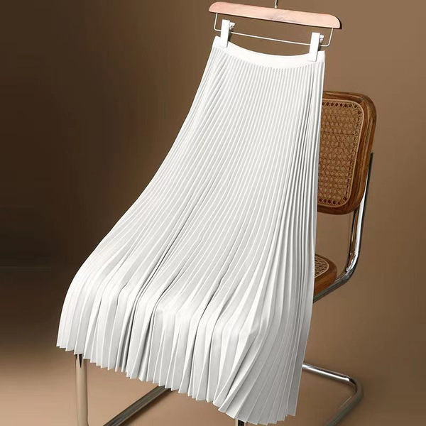 solid color summer thin long pleated skirt