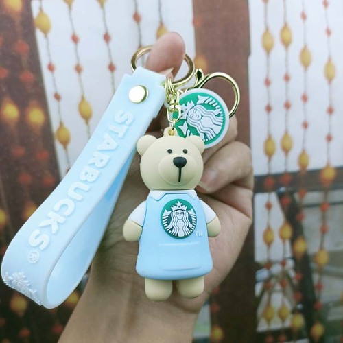 Starba Bear Creative Cartoon Keychain Female Cute School Bag Pendant Doll Ins Internet Celebrity Bag Keychain Chain