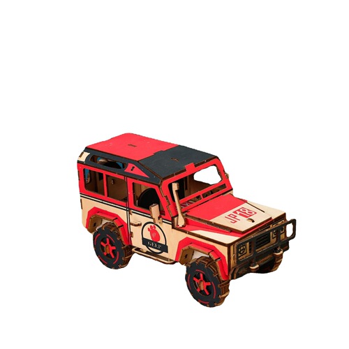 3D three-dimensional car laser puzzle children's hands-on assembly of educational DIY toys wooden fire truck excavator
