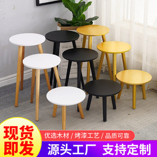 Indoor Simple Solid Wood Flower Stand Living Room Wooden Baking Paint Floor-to-Floor Small Side Table Balcony Green Diet Fleshy Flower Pot Rack