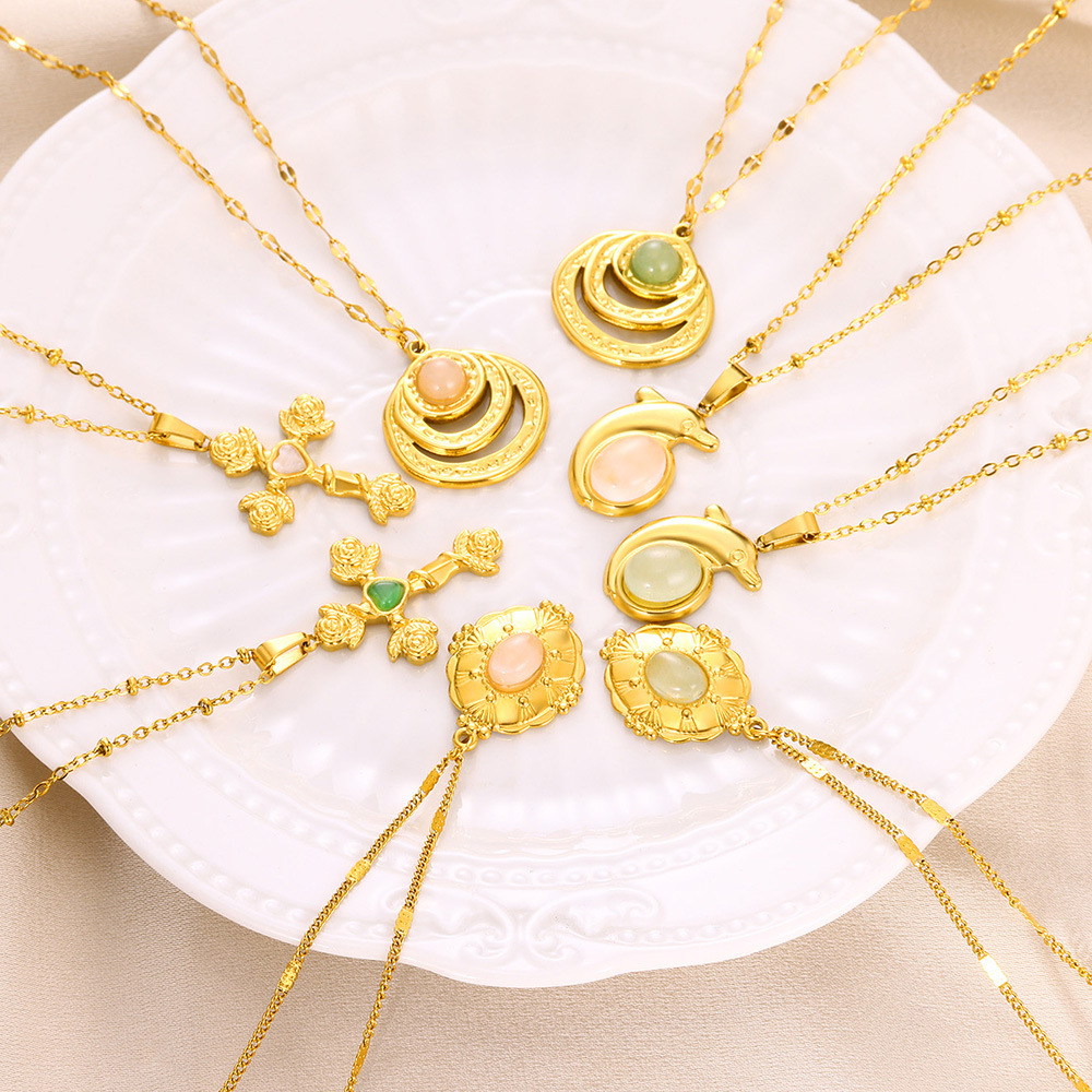 10g Weight 0.03µm-0.05µm Gold Plating Thickness PVD Coated Gold Plating Process Lobster Trigger Clasp Closure Clasp Closure Type Real Gold Plated Plating Material 304 Stainless Steel Pendant Material Pendant Necklace Classification 304 Stainless Steel Chain Material Cuban Link Chain Curb Chain, cable chain Chain Type 1 Piece Quantity Casual, Daily Occasion 304 Stainless Steel Material Cross, Dolphin Pattern All Seasons Season Women's Gender Elegant, Vintage Style Style Waterproof Non Tarnish, Plating Craft PVD Coated Real Gold Plated Cross Dolphin 304 Stainless Steel Elegant Vintage Style Waterproof Non Tarnish 304 Stainless Steel Lobster Trigger Clasp Closure Pendant Necklace 无