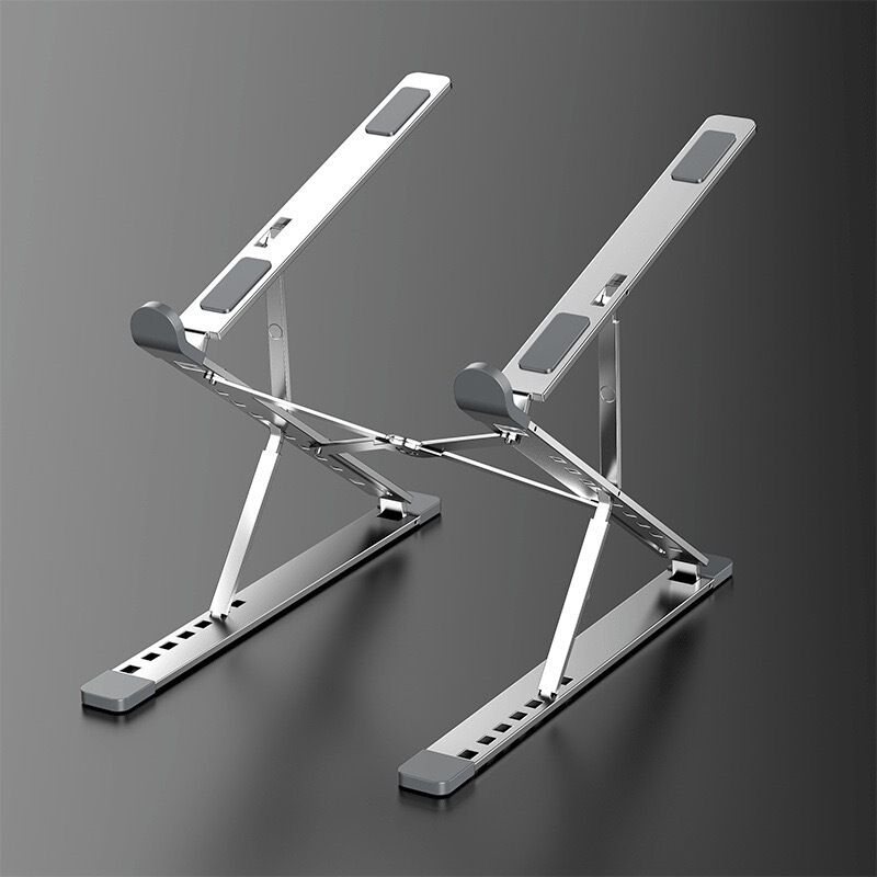 Aluminum Alloy Laptop Dual-Layer Stand, Foldable and Portable, Multi-Level Adjustable, Heat Dissipation, Height-Increasing Desktop Computer Metal Stand