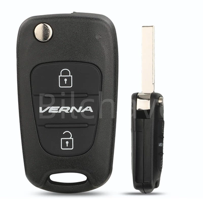 Suitable for 3-Button Hyundai Accent Verna Folding Car Key Replacement Shell, Two Types of Blades Available (Car Keys) - verna-end-milling-right-milling-groove